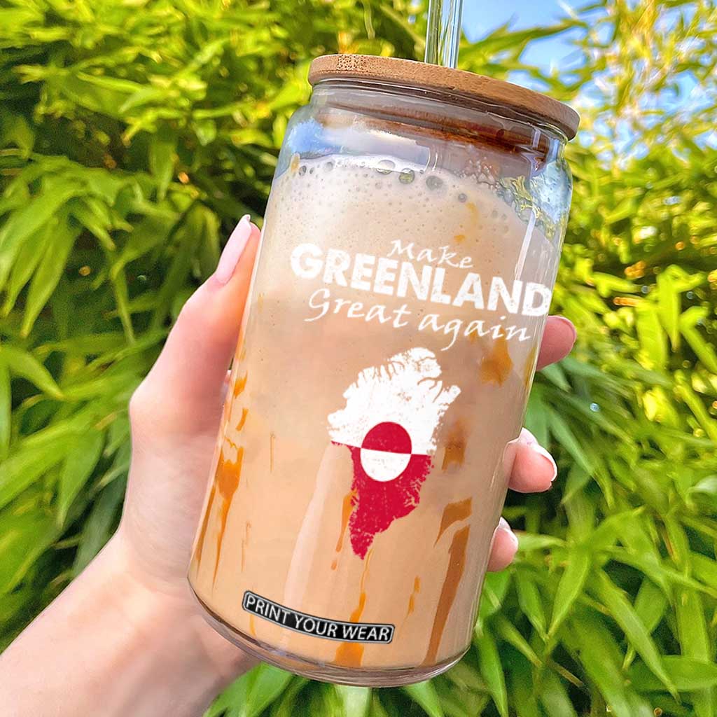 Make Greenland Great Again Glass Can Act USA 51st State Greenland TS11 Black Print Your Wear
