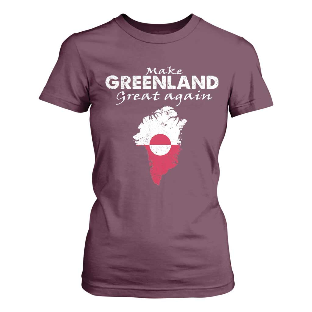 Make Greenland Great Again T Shirt For Women Act USA 51st State Greenland TS11 Maroon Print Your Wear
