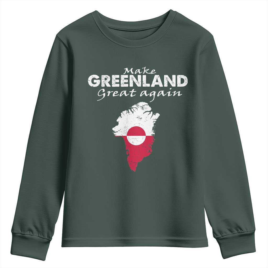Make Greenland Great Again Youth Sweatshirt Act USA 51st State Greenland TS11 Dark Forest Green Print Your Wear