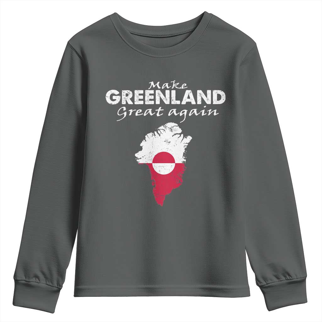 Make Greenland Great Again Youth Sweatshirt Act USA 51st State Greenland TS11 Dark Heather Print Your Wear