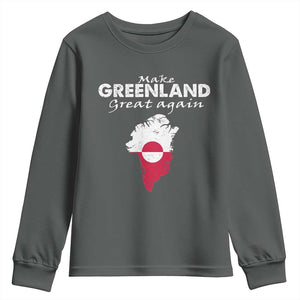 Make Greenland Great Again Youth Sweatshirt Act USA 51st State Greenland TS11 Dark Heather Print Your Wear