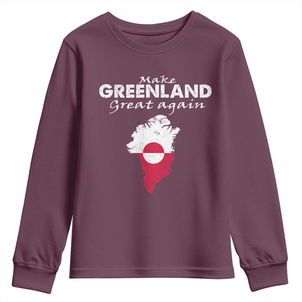 Make Greenland Great Again Youth Sweatshirt Act USA 51st State Greenland TS11 Maroon Print Your Wear