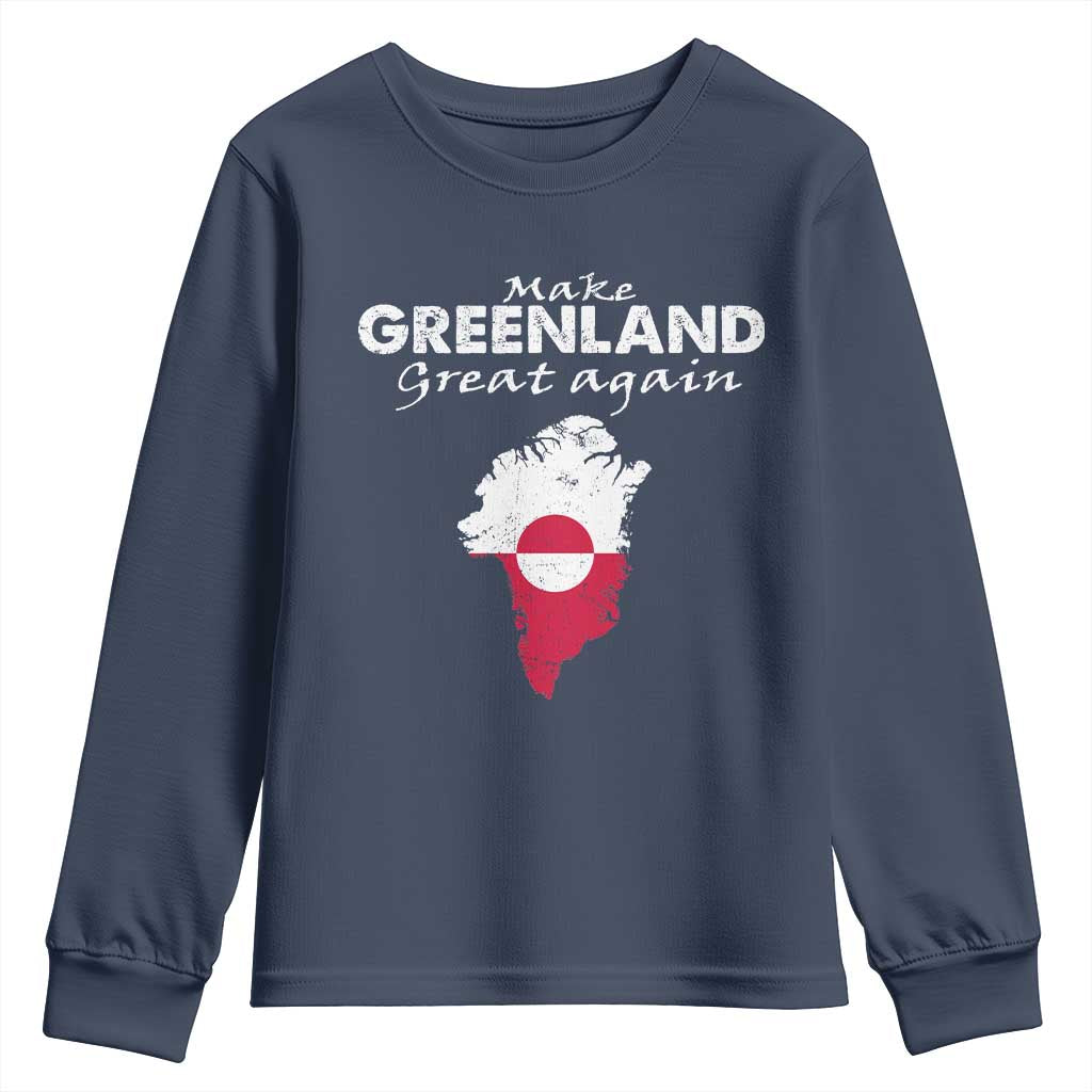 Make Greenland Great Again Youth Sweatshirt Act USA 51st State Greenland TS11 Navy Print Your Wear