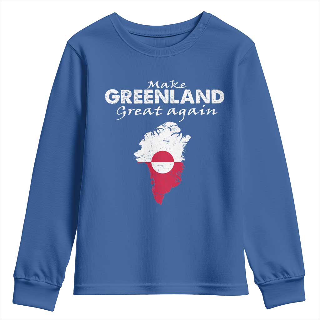 Make Greenland Great Again Youth Sweatshirt Act USA 51st State Greenland TS11 Royal Blue Print Your Wear