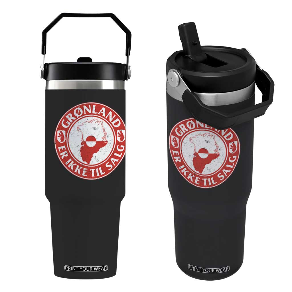 Greenland Is Not For Sale Flip Straw Tumbler Gronland Er Ikke Til Salg Greenland Protest TS11 One Size: 30 oz Black Print Your Wear