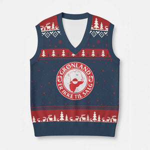 Greenland Is Not For Sale V-Neck Knit Sweater Vest Gronland Er Ikke Til Salg Greenland Protest TS11 Navy Red Print Your Wear