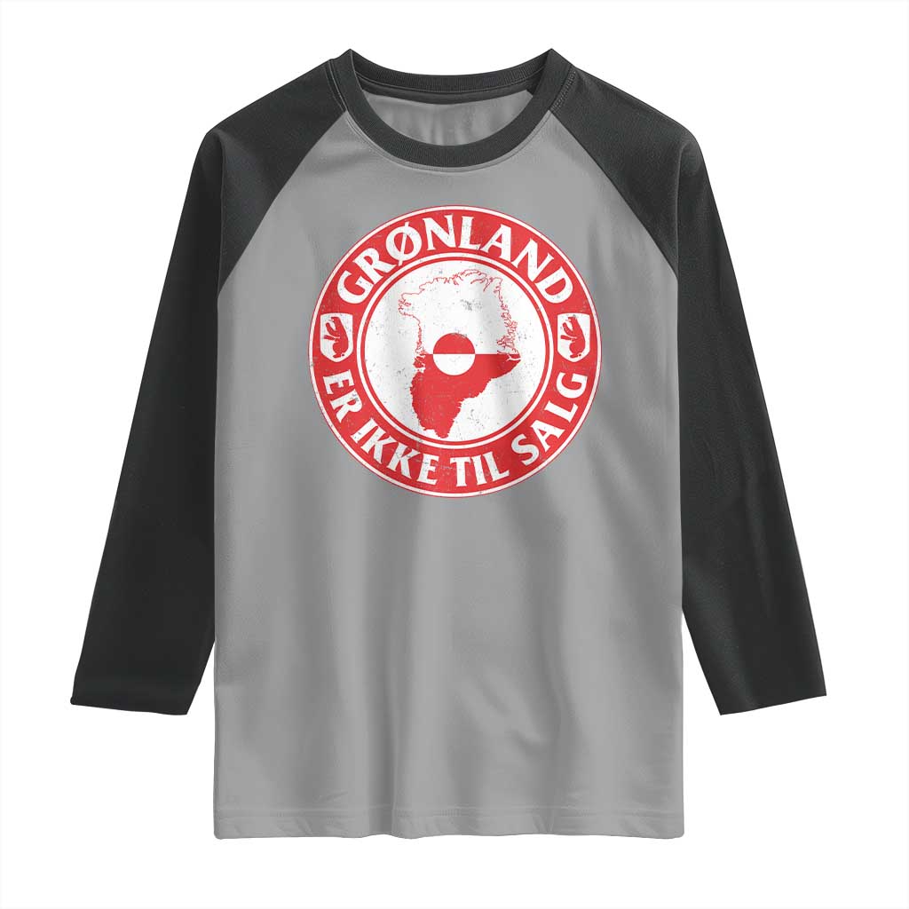 Greenland Is Not For Sale Raglan Shirt Gronland Er Ikke Til Salg Greenland Protest TS11 Sport Gray Black Print Your Wear