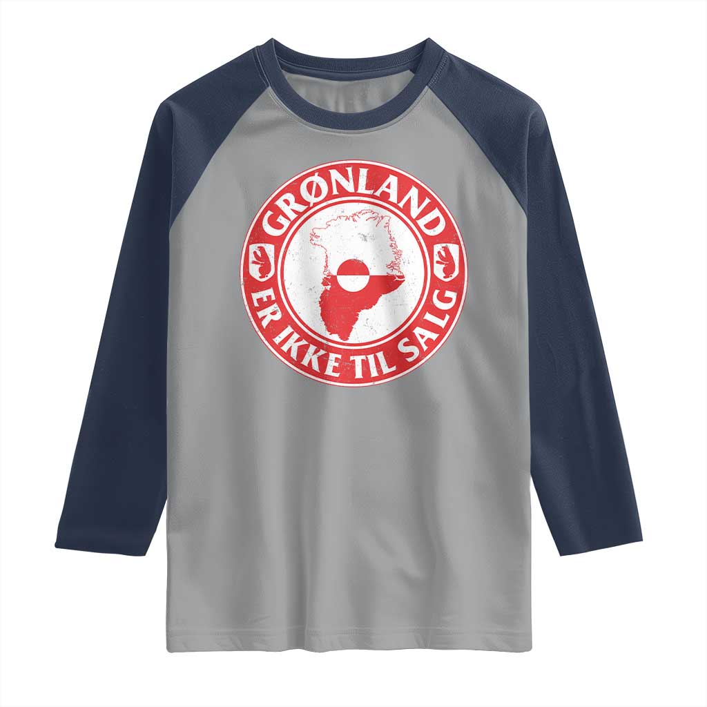 Greenland Is Not For Sale Raglan Shirt Gronland Er Ikke Til Salg Greenland Protest TS11 Sport Gray Navy Print Your Wear