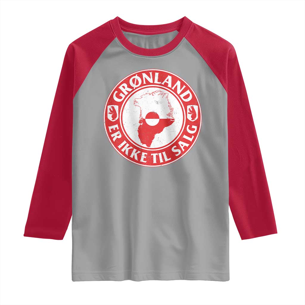 Greenland Is Not For Sale Raglan Shirt Gronland Er Ikke Til Salg Greenland Protest TS11 Sport Gray Red Print Your Wear