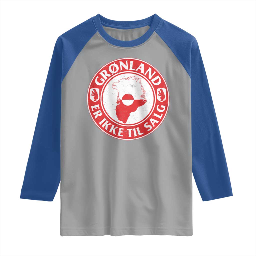 Greenland Is Not For Sale Raglan Shirt Gronland Er Ikke Til Salg Greenland Protest TS11 Sport Gray Royal Print Your Wear