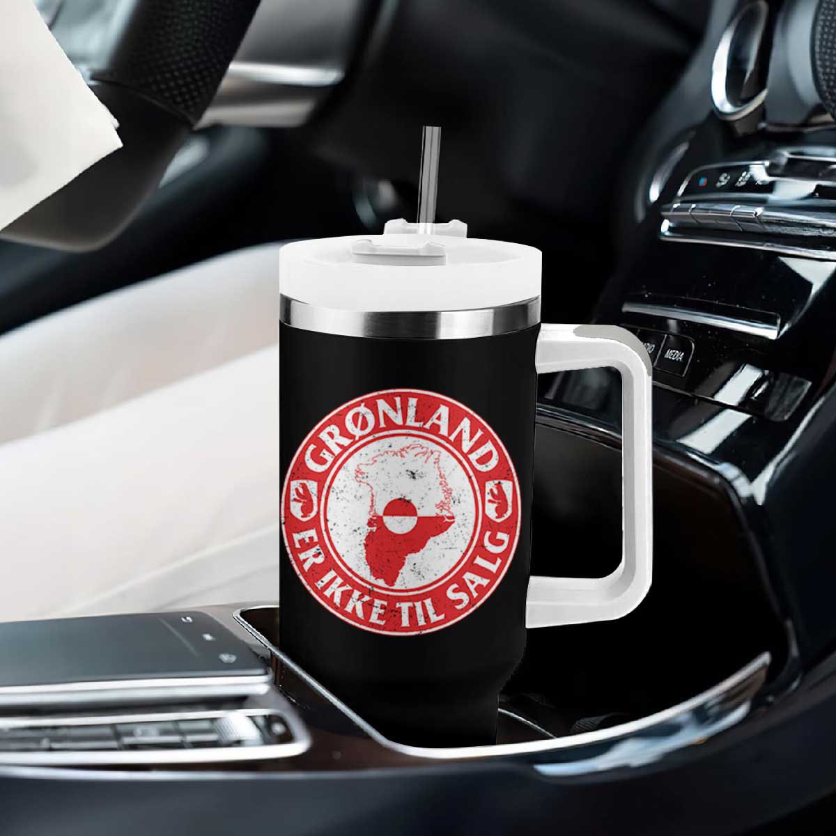 Greenland Is Not For Sale Tumbler With Handle Gronland Er Ikke Til Salg Greenland Protest TS11 Print Your Wear