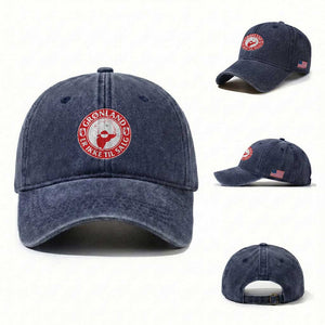 Greenland Is Not For Sale Washed Cotton Baseball Cap Gronland Er Ikke Til Salg Greenland Protest TS11 Washed Cap Universal Fit Navy Print Your Wear