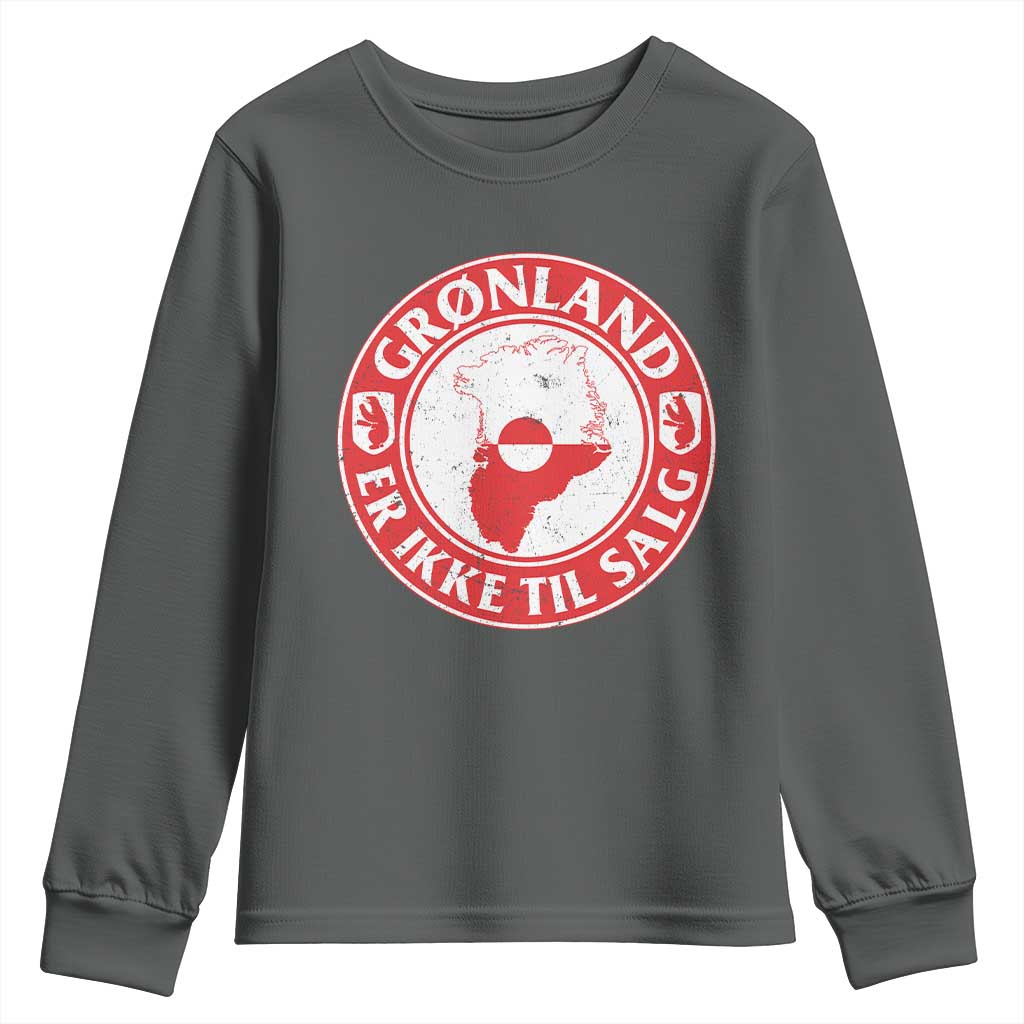 Greenland Is Not For Sale Youth Sweatshirt Gronland Er Ikke Til Salg Greenland Protest TS11 Dark Heather Print Your Wear