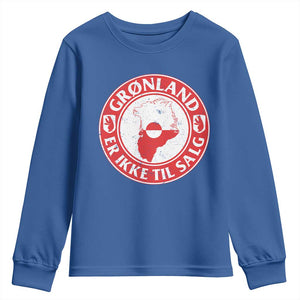 Greenland Is Not For Sale Youth Sweatshirt Gronland Er Ikke Til Salg Greenland Protest TS11 Royal Blue Print Your Wear