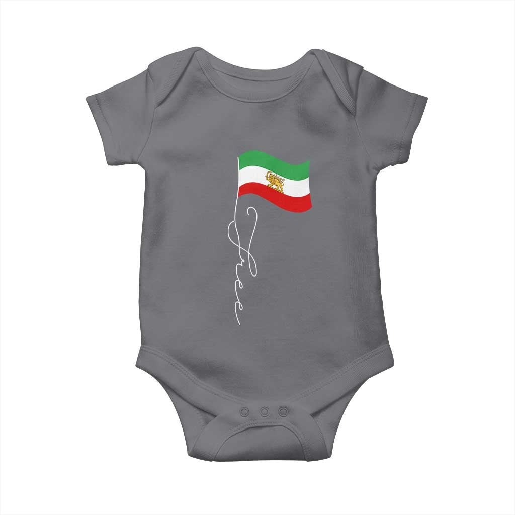 Free Iran Baby Onesie Patriotic Iranian Lion and Sun Flag TS11 Charcoal Print Your Wear