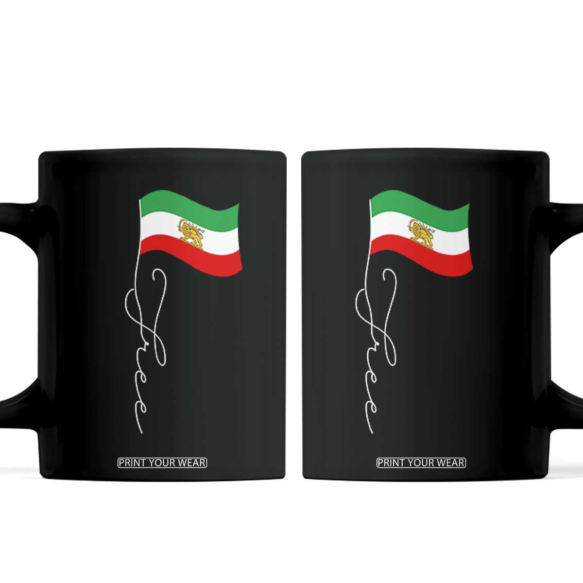 Free Iran Coffee Mug Patriotic Iranian Lion and Sun Flag TS11 Black Print Your Wear