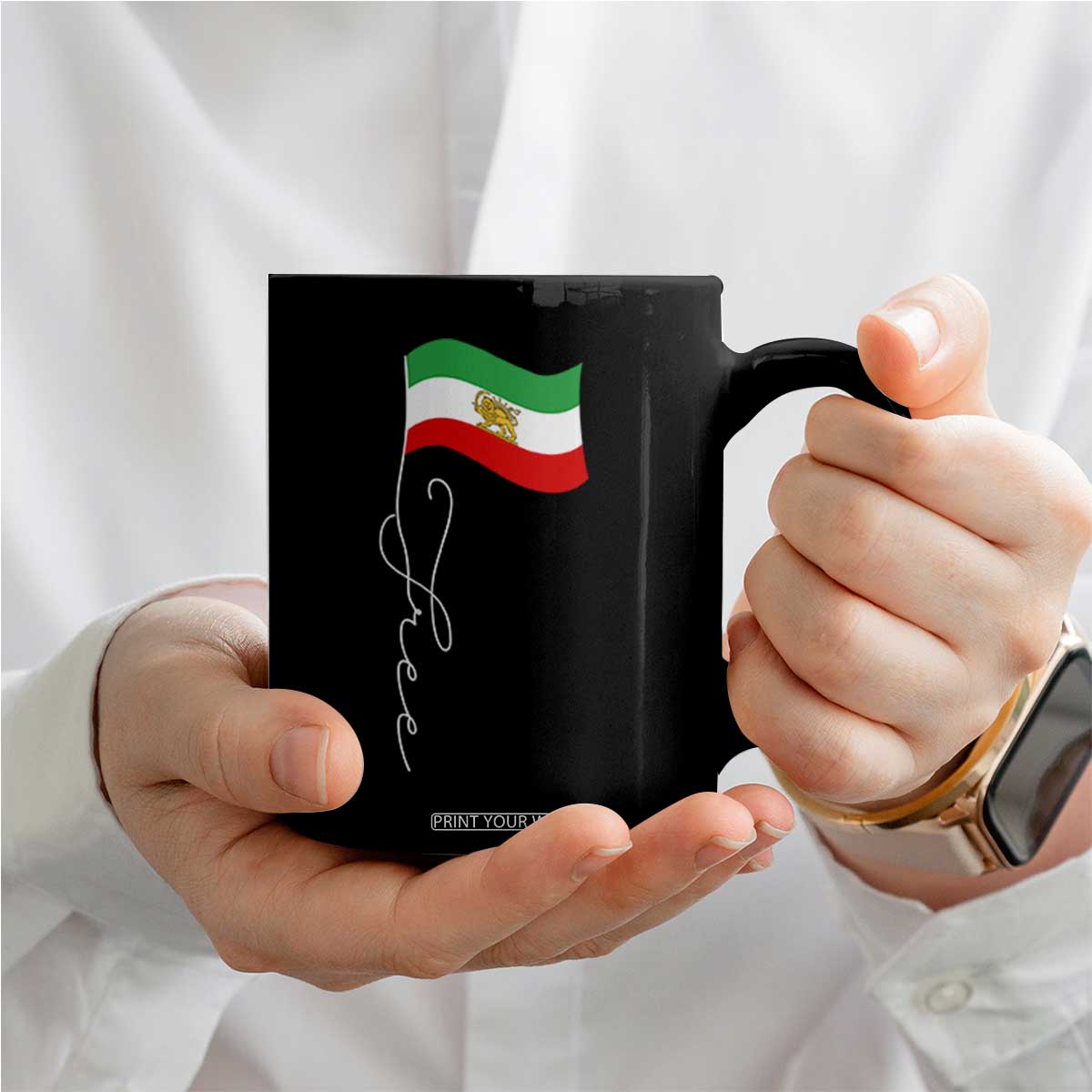 Free Iran Coffee Mug Patriotic Iranian Lion and Sun Flag TS11 Print Your Wear