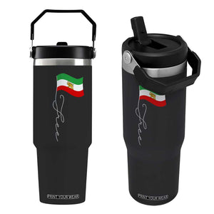 Free Iran Flip Straw Tumbler Patriotic Iranian Lion and Sun Flag TS11 One Size: 30 oz Black Print Your Wear