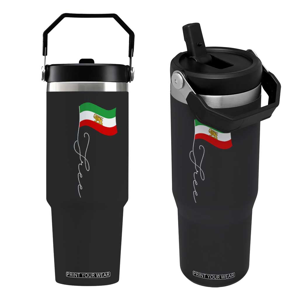 Free Iran Flip Straw Tumbler Patriotic Iranian Lion and Sun Flag TS11 One Size: 30 oz Black Print Your Wear