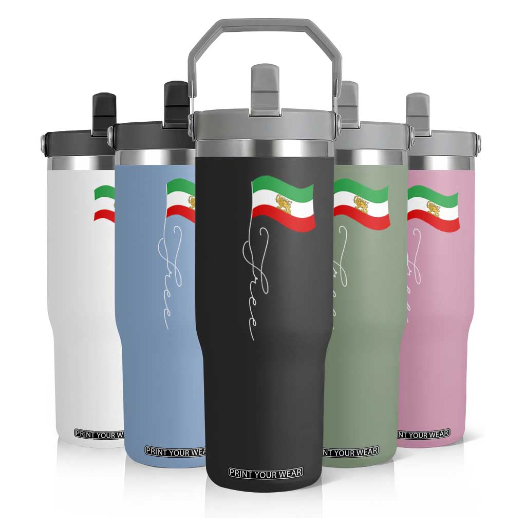 Free Iran Flip Straw Tumbler Patriotic Iranian Lion and Sun Flag TS11 Print Your Wear