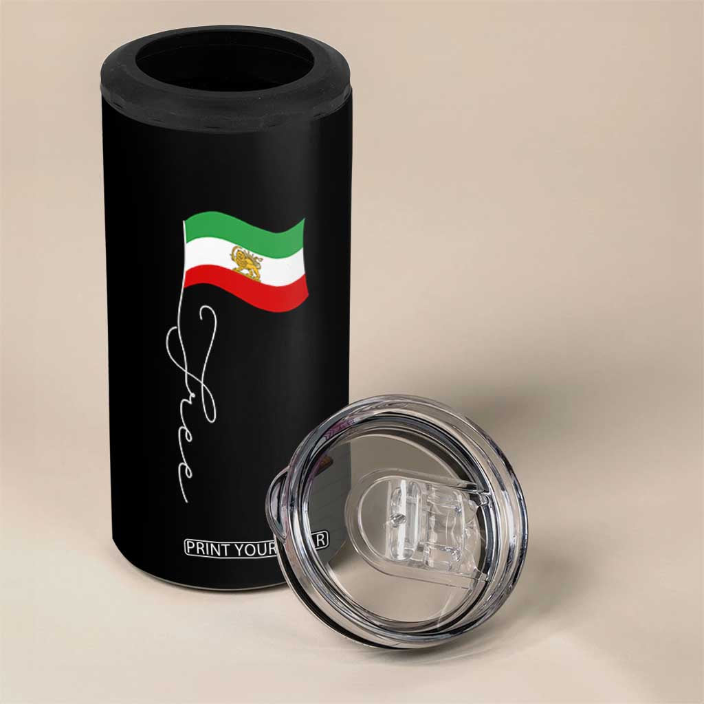 Free Iran 4 in 1 Can Cooler Tumbler Patriotic Iranian Lion and Sun Flag TS11 Print Your Wear