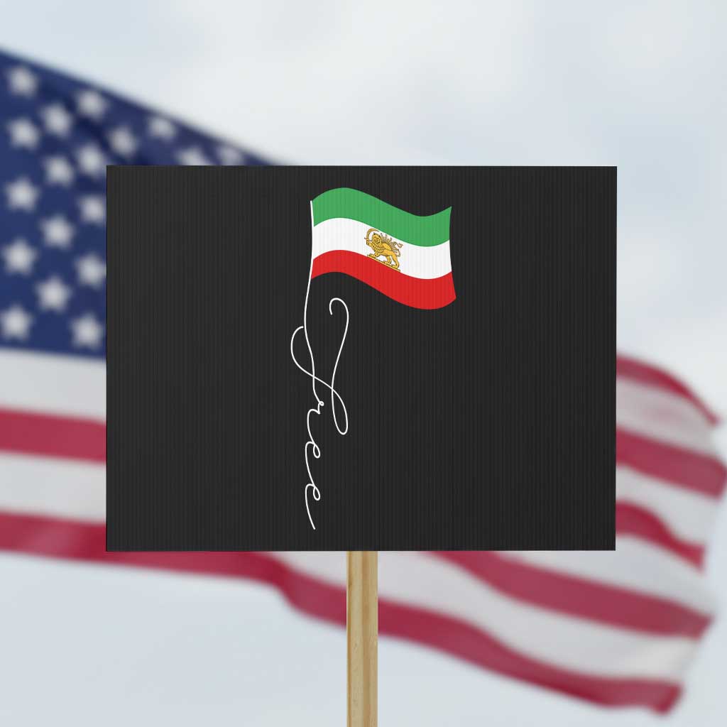 Free Iran Protest Sign Patriotic Iranian Lion and Sun Flag TS11 Horizontal 18