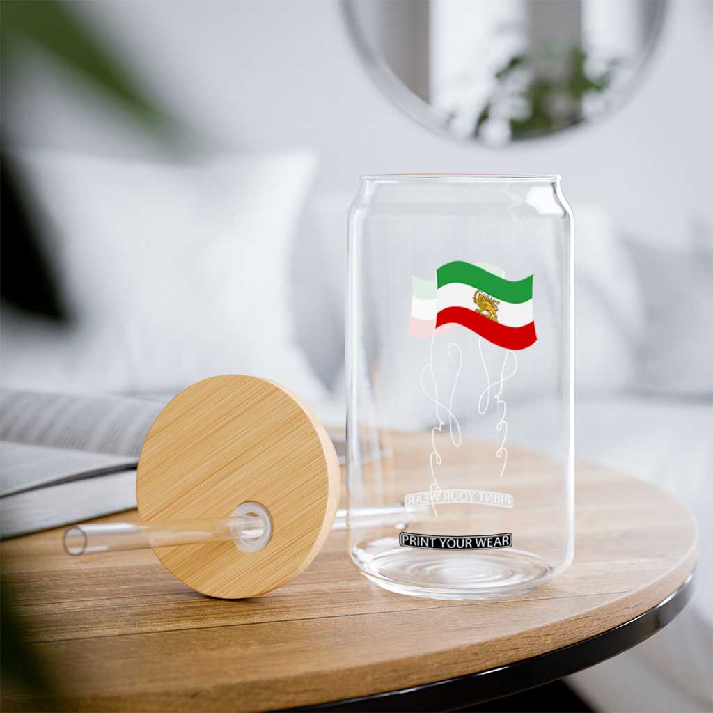 Free Iran Glass Can Patriotic Iranian Lion and Sun Flag TS11 Print Your Wear