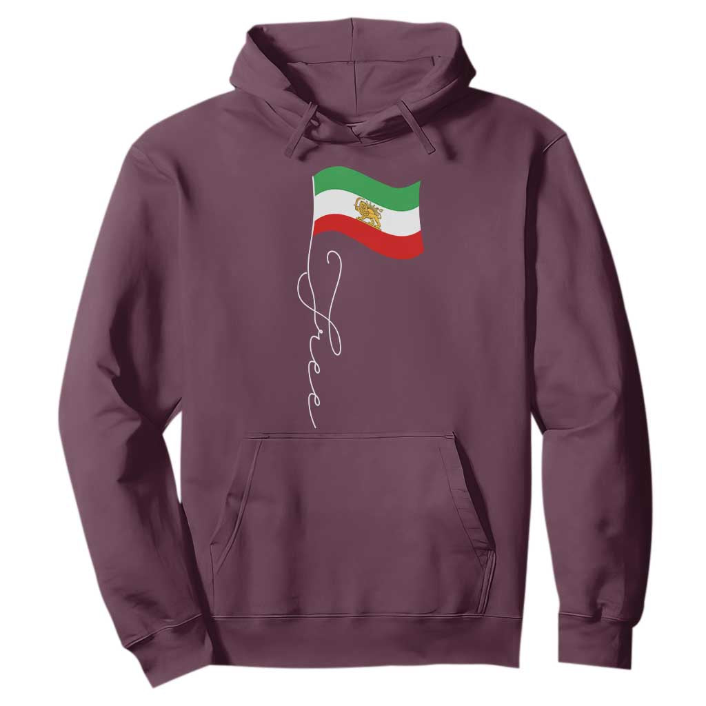 Free Iran Hoodie Patriotic Iranian Lion and Sun Flag TS11 Maroon Print Your Wear