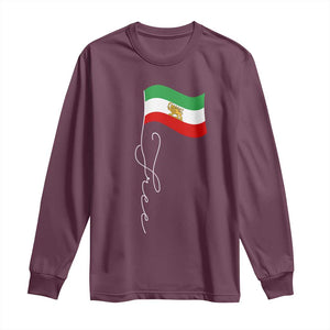 Free Iran Long Sleeve Shirt Patriotic Iranian Lion and Sun Flag TS11 Maroon Print Your Wear