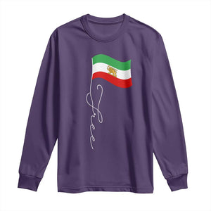 Free Iran Long Sleeve Shirt Patriotic Iranian Lion and Sun Flag TS11 Purple Print Your Wear