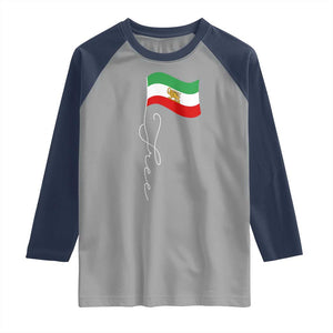 Free Iran Raglan Shirt Patriotic Iranian Lion and Sun Flag TS11 Sport Gray Navy Print Your Wear