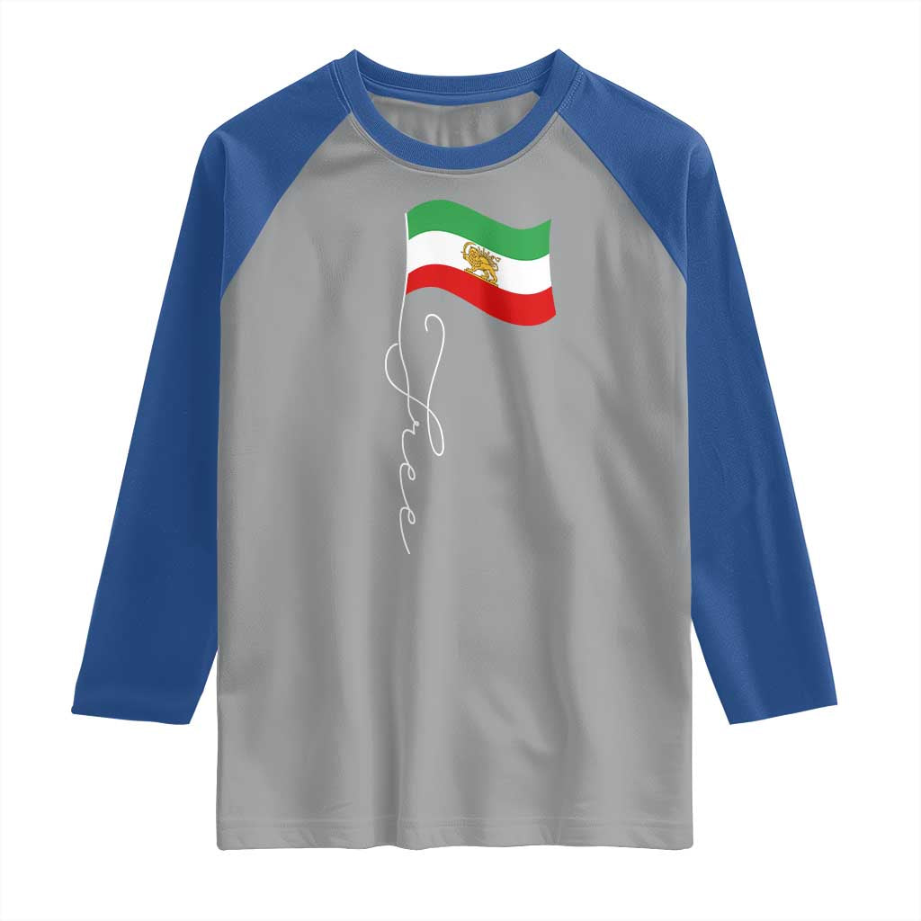 Free Iran Raglan Shirt Patriotic Iranian Lion and Sun Flag TS11 Sport Gray Royal Print Your Wear