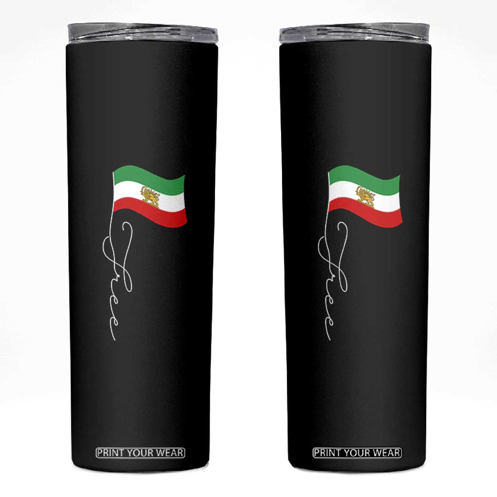 Free Iran Skinny Tumbler Patriotic Iranian Lion and Sun Flag TS11 Black Print Your Wear