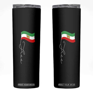 Free Iran Skinny Tumbler Patriotic Iranian Lion and Sun Flag TS11 Black Print Your Wear
