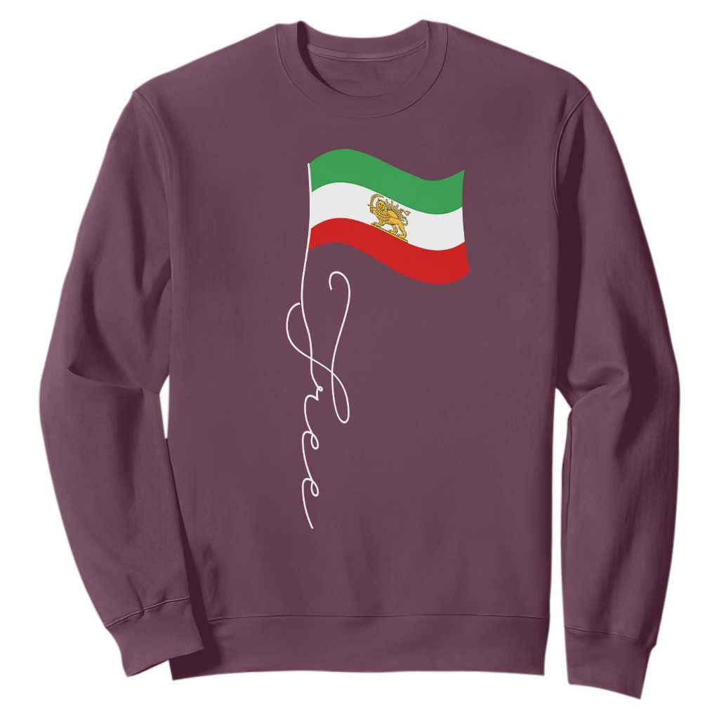 Free Iran Sweatshirt Patriotic Iranian Lion and Sun Flag TS11 Maroon Print Your Wear