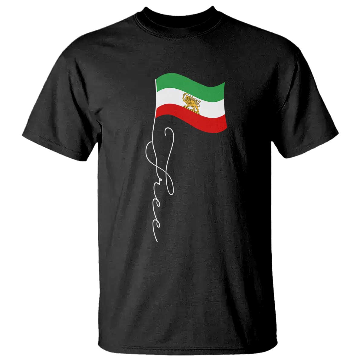 Free Iran T Shirt Patriotic Iranian Lion and Sun Flag TS11 Black Print Your Wear