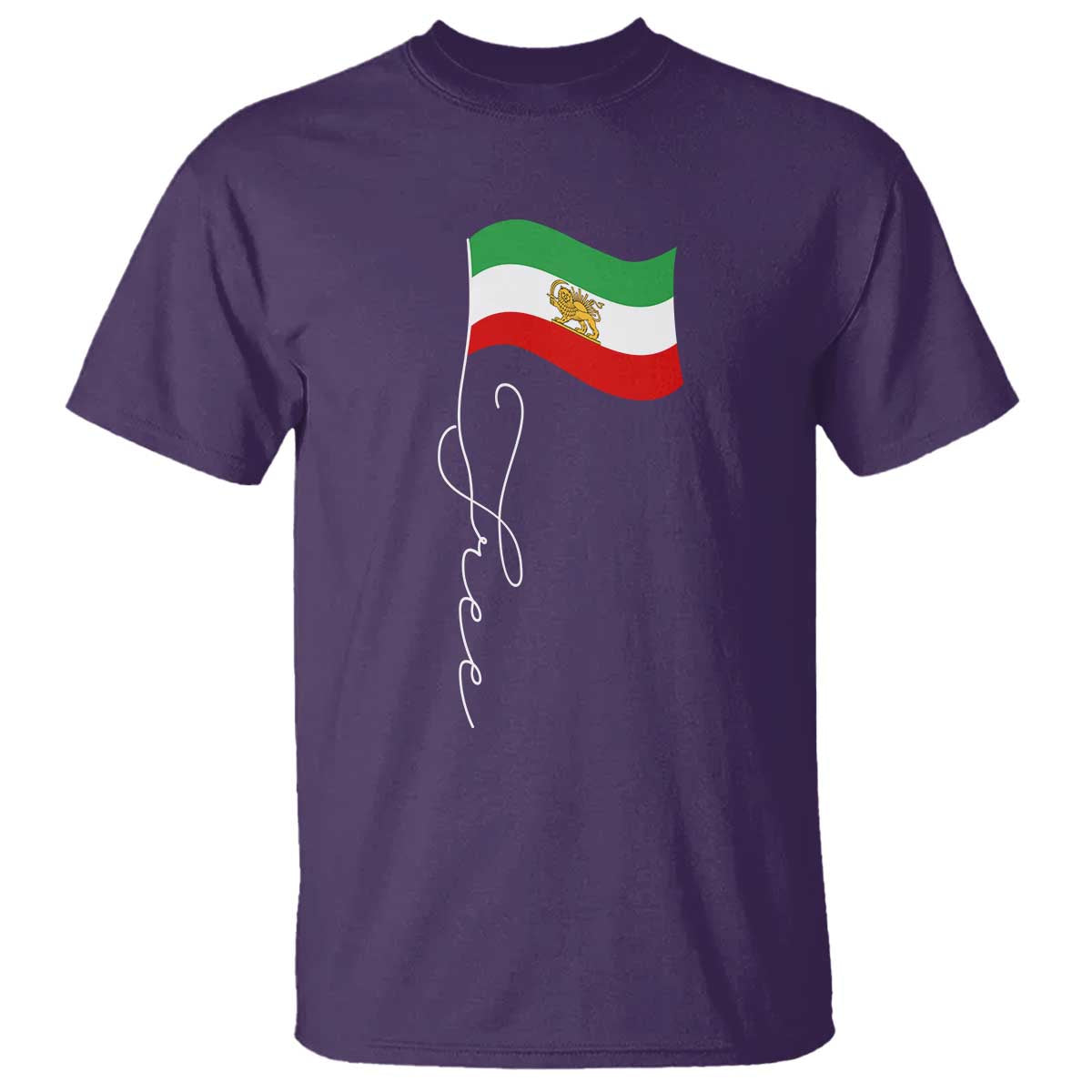 Free Iran T Shirt Patriotic Iranian Lion and Sun Flag TS11 Purple Print Your Wear