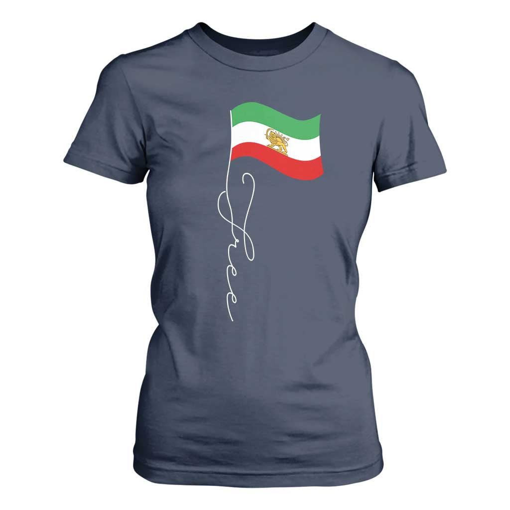 Free Iran T Shirt For Women Patriotic Iranian Lion and Sun Flag TS11 Navy Print Your Wear