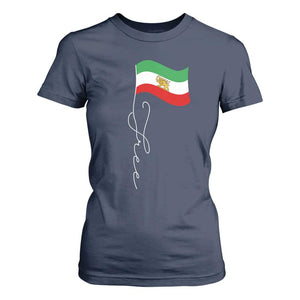Free Iran T Shirt For Women Patriotic Iranian Lion and Sun Flag TS11 Navy Print Your Wear