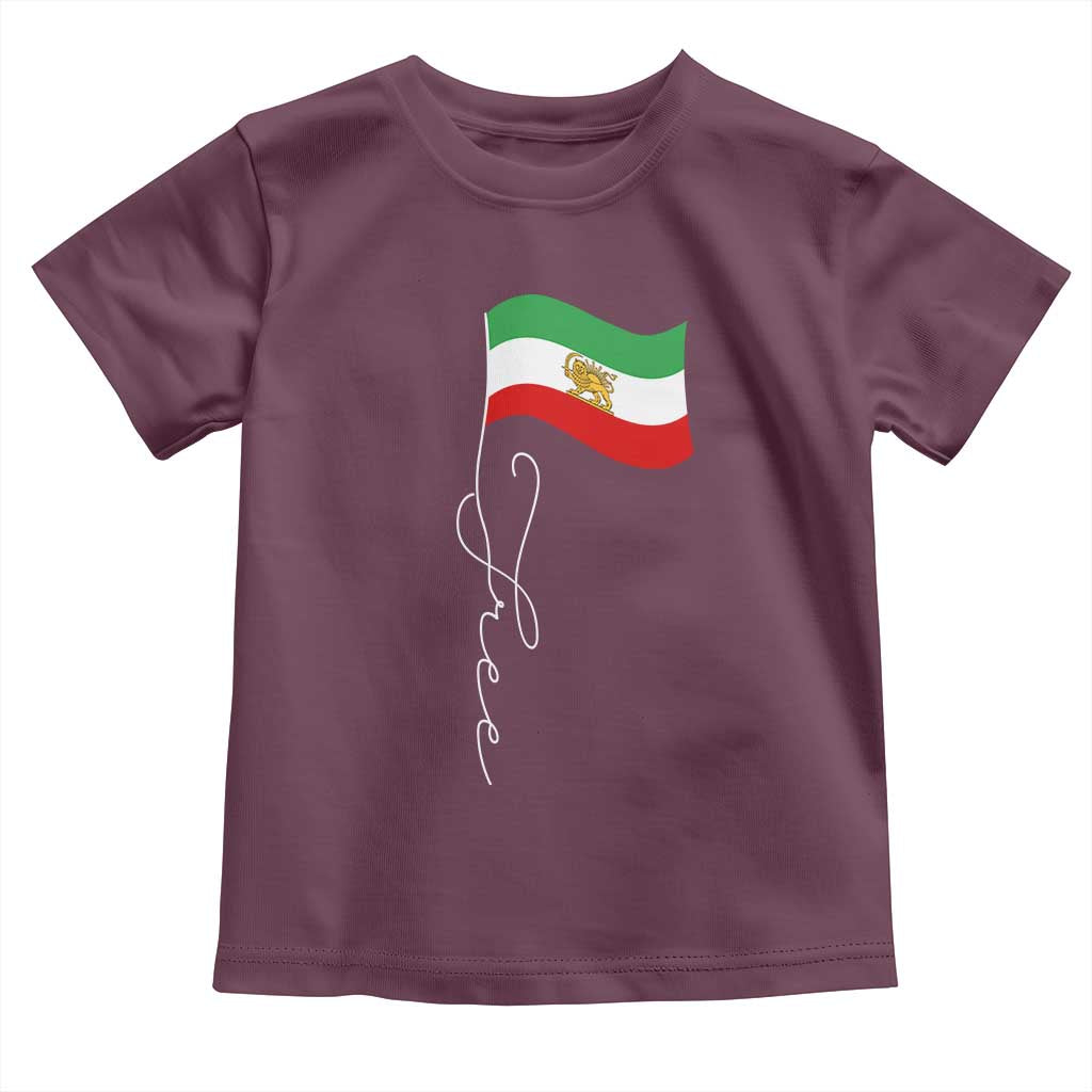 Free Iran Toddler T Shirt Patriotic Iranian Lion and Sun Flag TS11 Maroon Print Your Wear