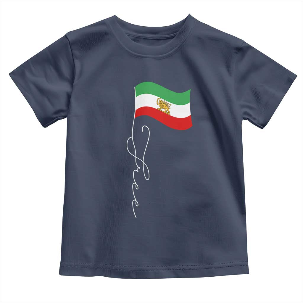Free Iran Toddler T Shirt Patriotic Iranian Lion and Sun Flag TS11 Navy Print Your Wear