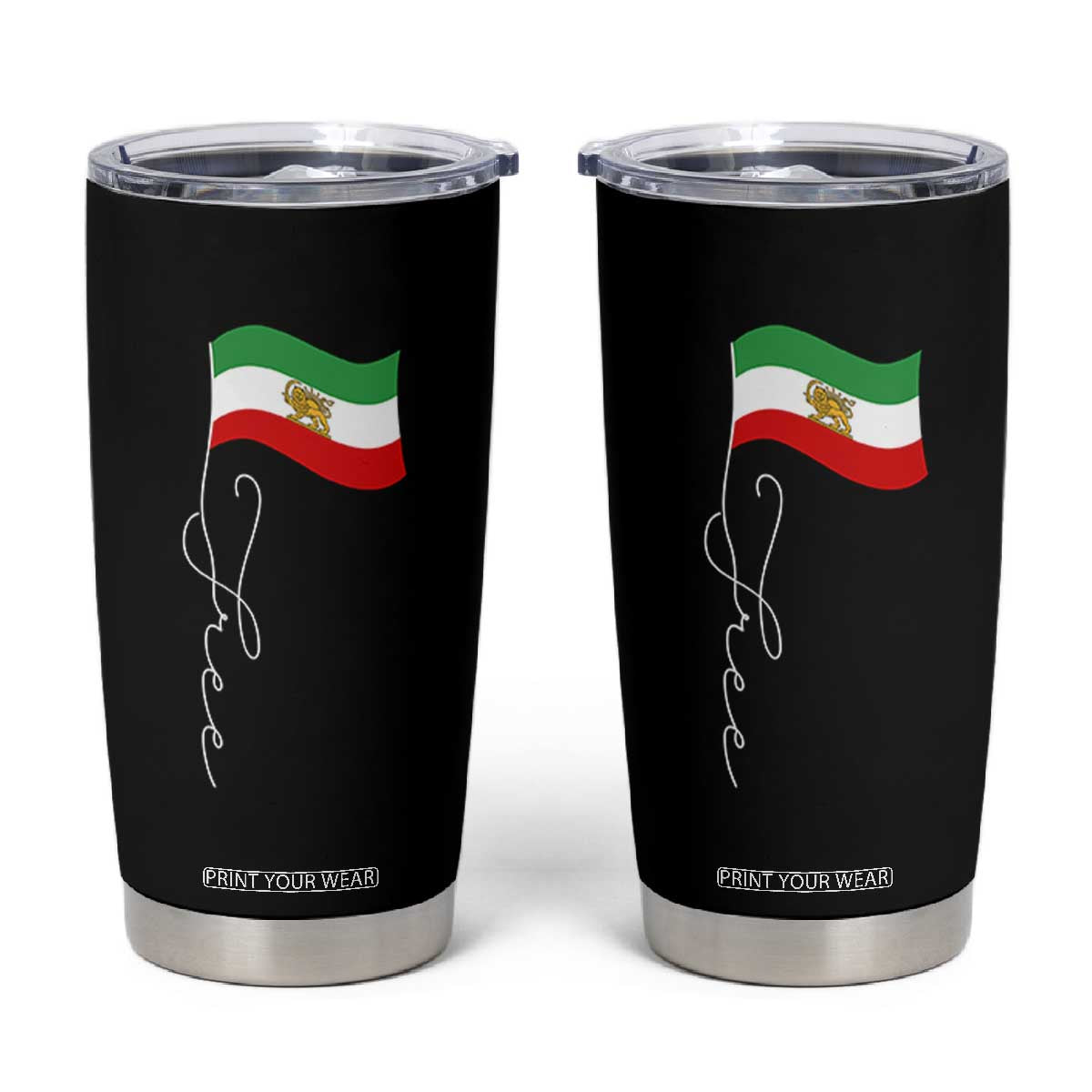 Free Iran Tumbler Cup Patriotic Iranian Lion and Sun Flag TS11 Black Print Your Wear