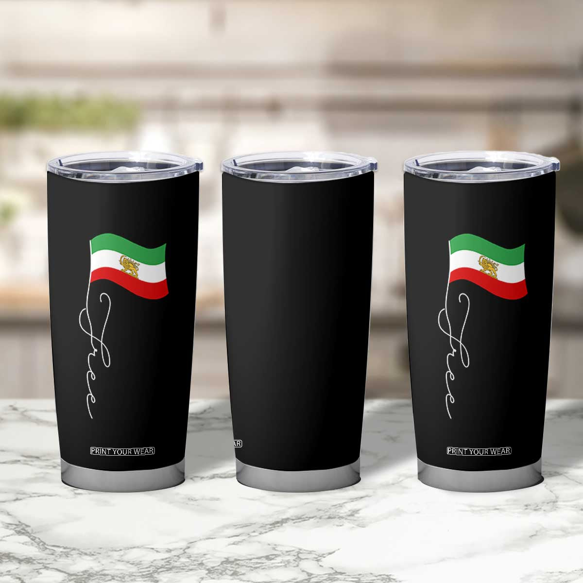 Free Iran Tumbler Cup Patriotic Iranian Lion and Sun Flag TS11 Print Your Wear