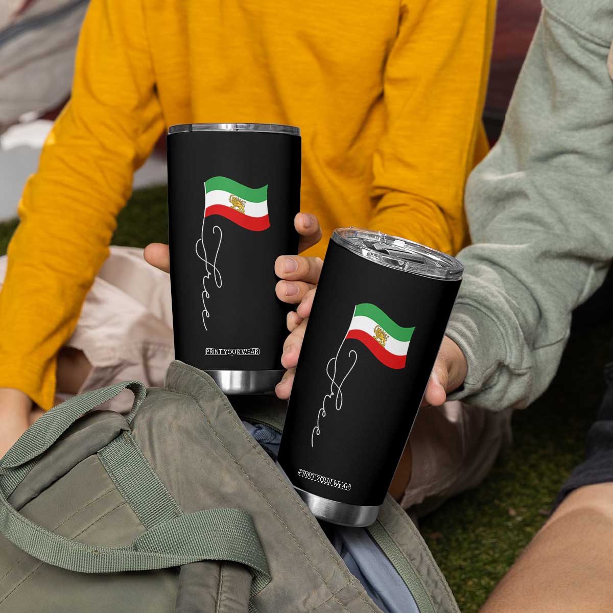 Free Iran Tumbler Cup Patriotic Iranian Lion and Sun Flag TS11 Print Your Wear