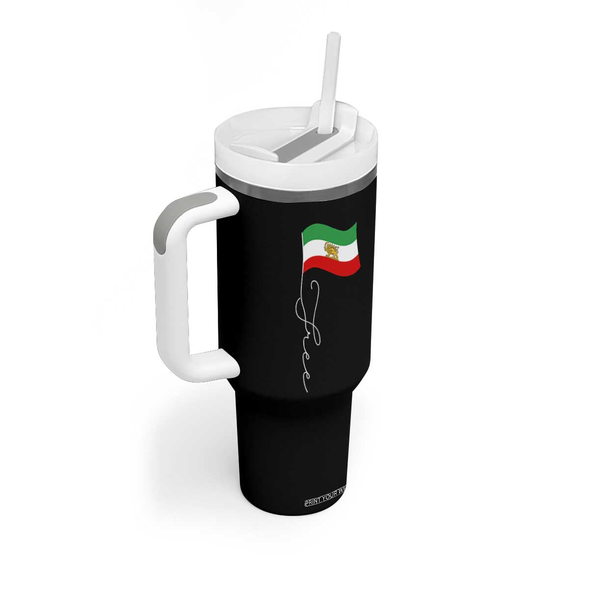 Free Iran Tumbler With Handle Patriotic Iranian Lion and Sun Flag TS11 Print Your Wear