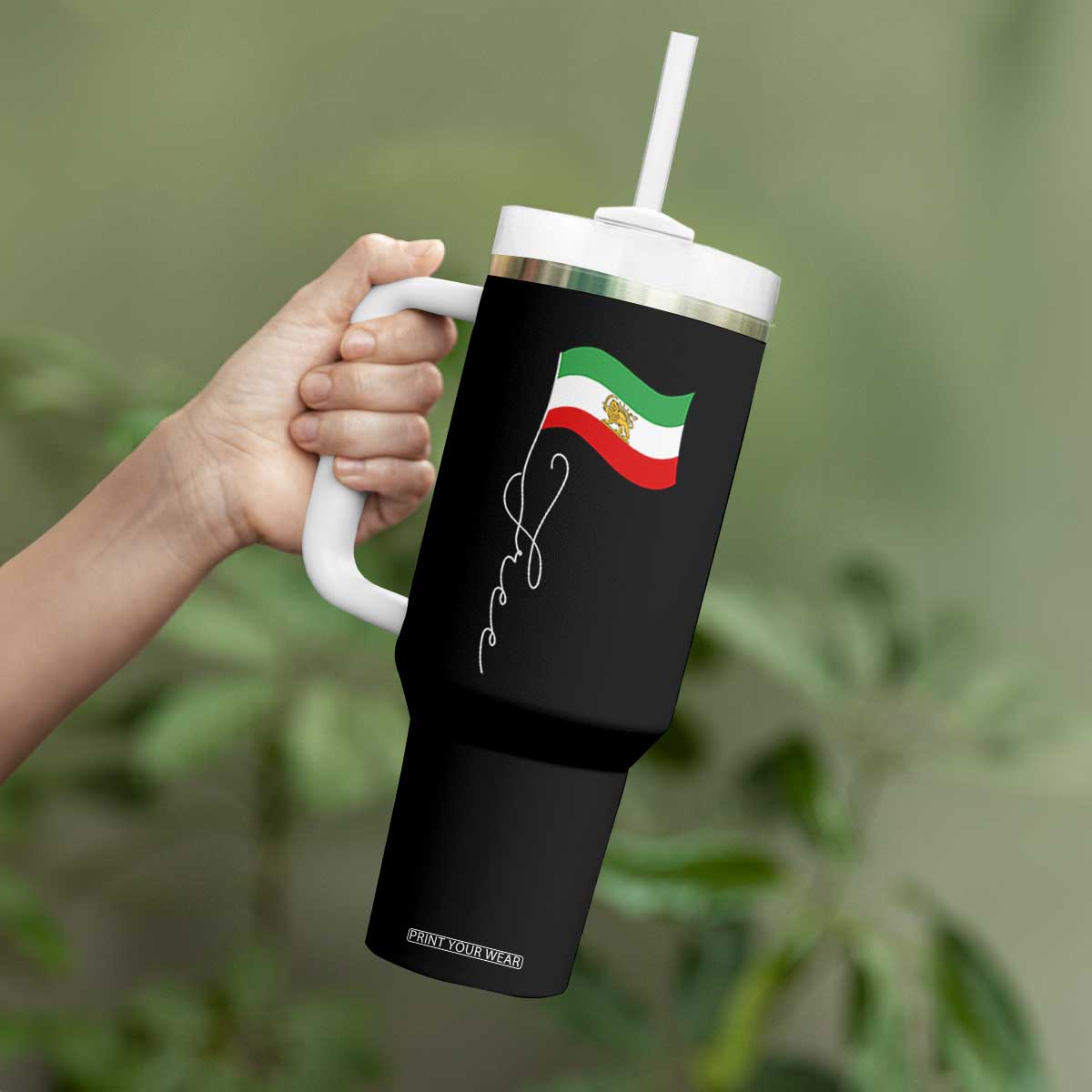 Free Iran Tumbler With Handle Patriotic Iranian Lion and Sun Flag TS11 Print Your Wear