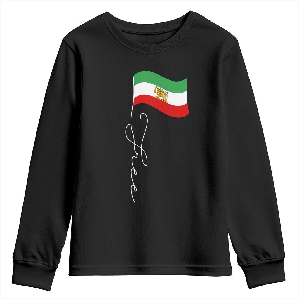 Free Iran Youth Sweatshirt Patriotic Iranian Lion and Sun Flag TS11 Black Print Your Wear