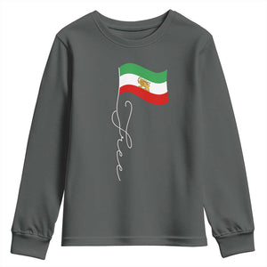 Free Iran Youth Sweatshirt Patriotic Iranian Lion and Sun Flag TS11 Dark Heather Print Your Wear