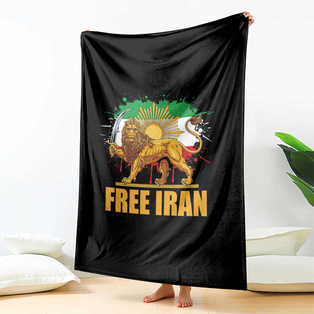 Free Iran Throw Blanket Iran Flag Lion And Sun Persian Pride Iranian Protests TS11 Print Your Wear