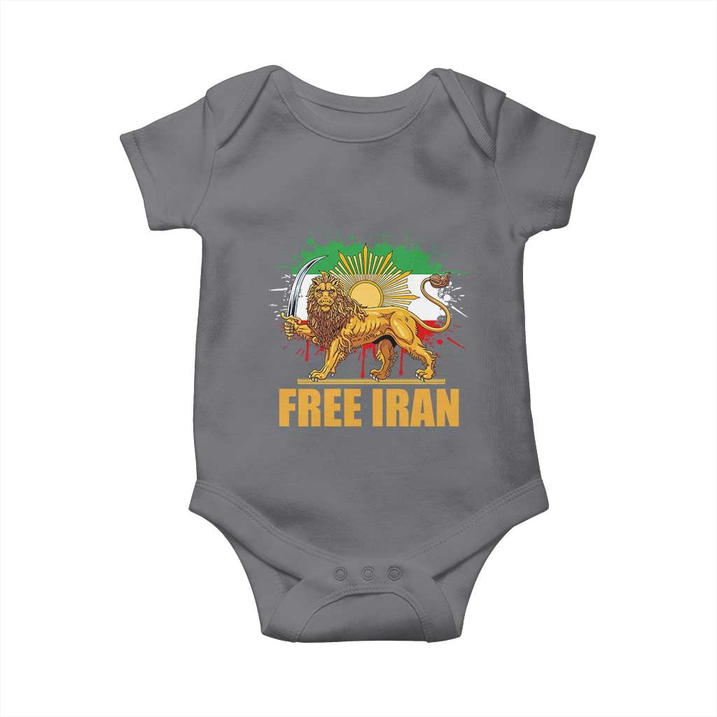Free Iran Baby Onesie Iran Flag Lion And Sun Persian Pride Iranian Protests TS11 Charcoal Print Your Wear